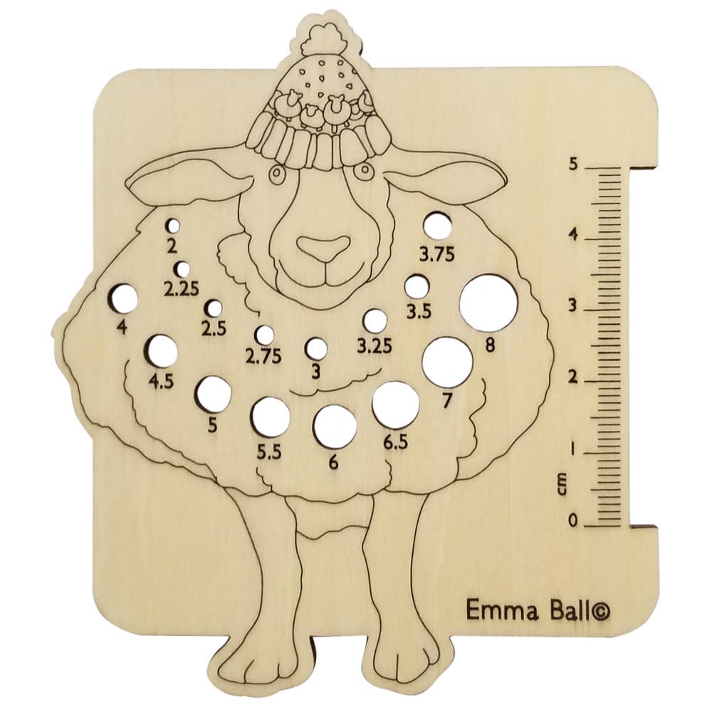 Sheep in a Hat Wooden Needle Gauge