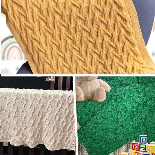 Cable Baby Blanket Bundle