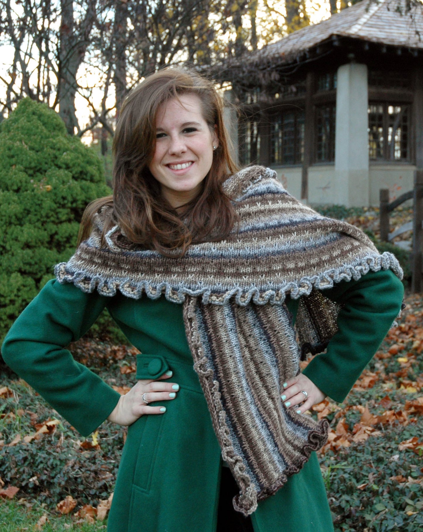 Slipped Stitch Ruffled Shawl